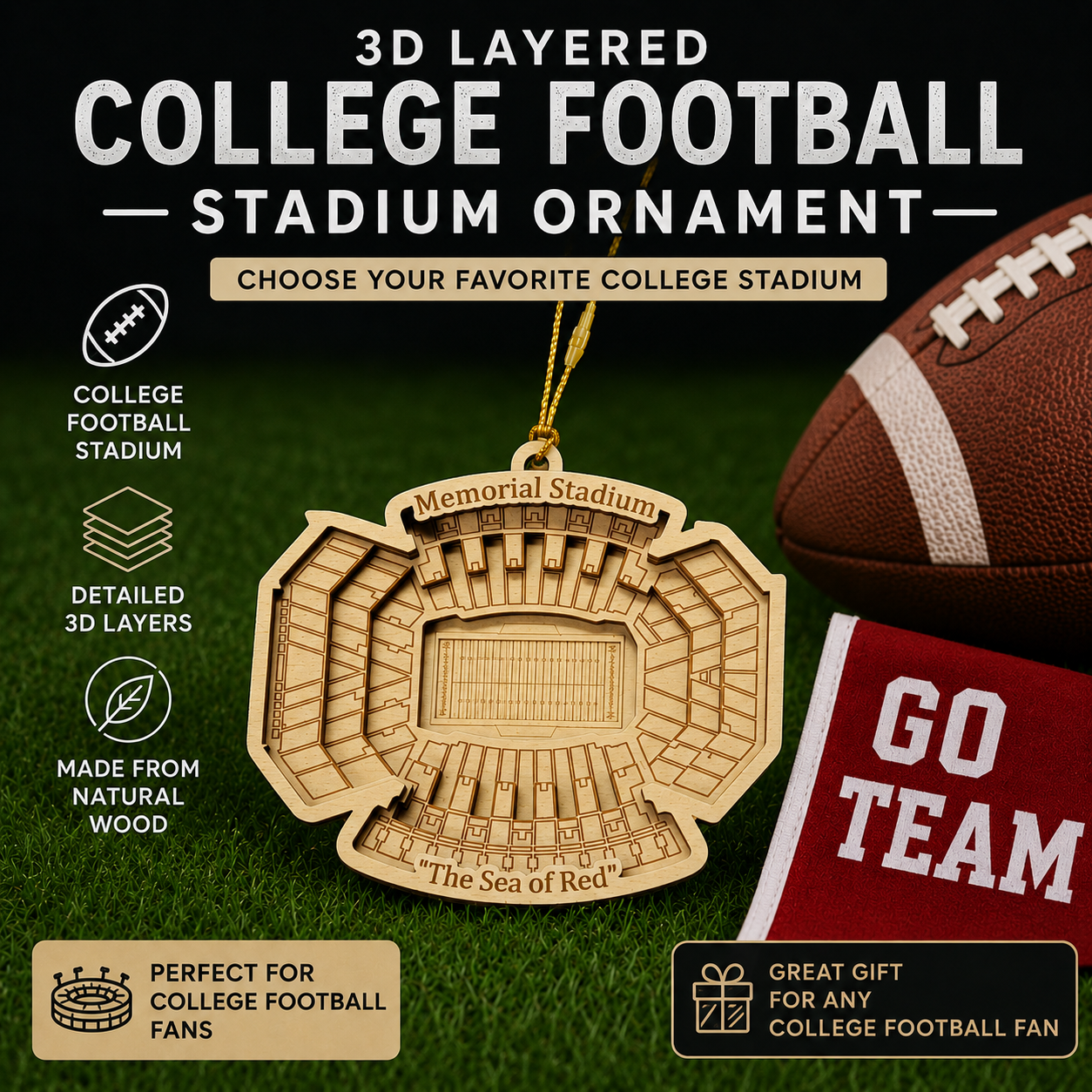 College Football Stadium 3D Ornament