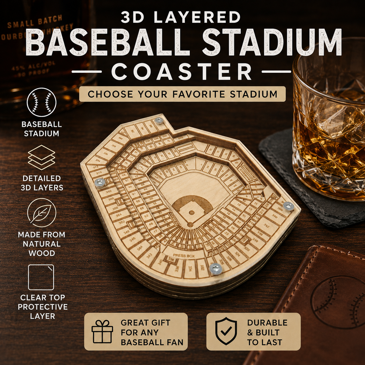 Professional Baseball Stadium 3D Coaster