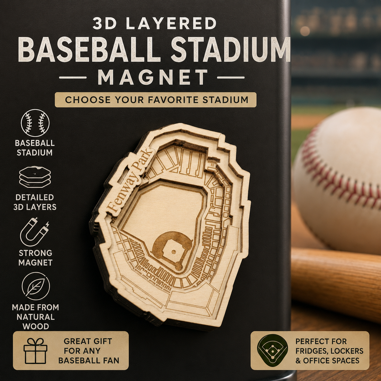 Professional Baseball Stadium 3D Magnet