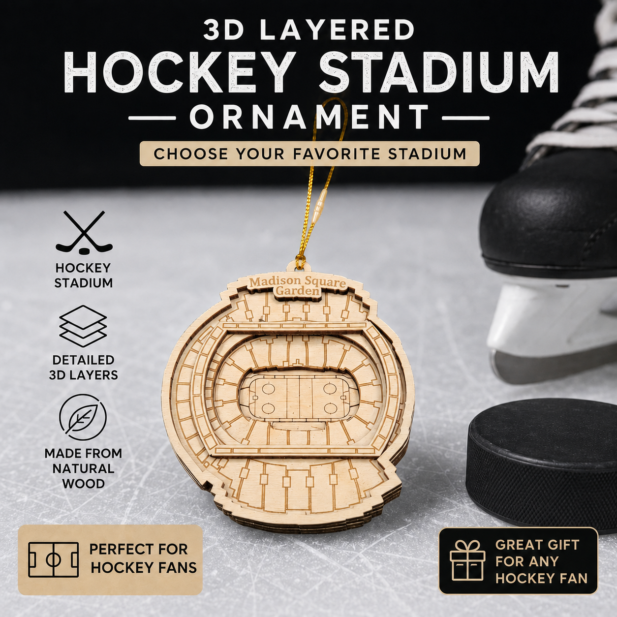 Professional Hockey Stadium 3D Ornament